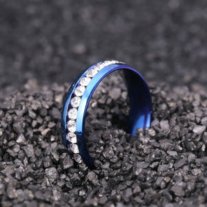 Blue Stainless Steel Men's Wedding Band Ring Set